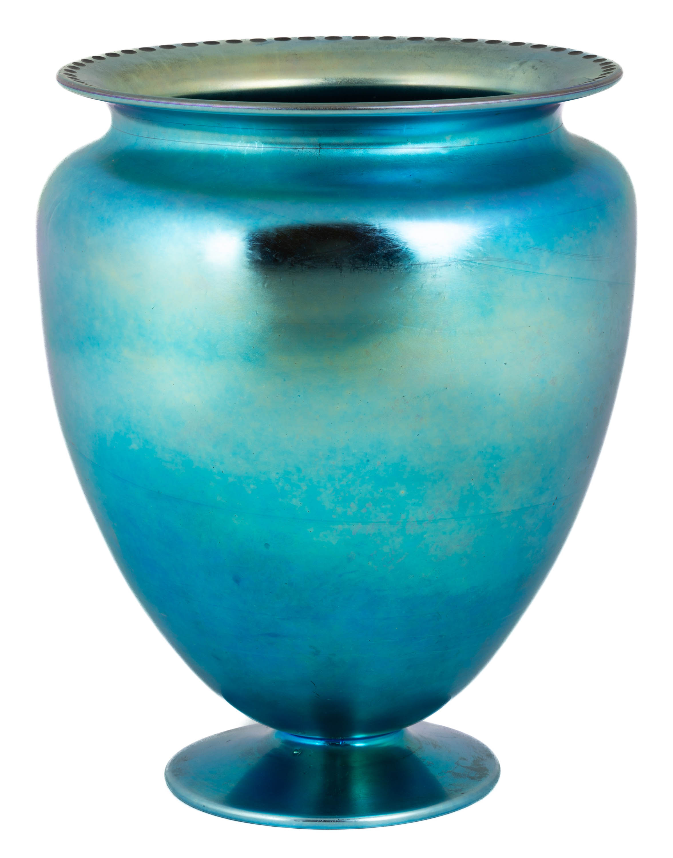 LARGE STEUBEN BLUE AURENE VASE WITH