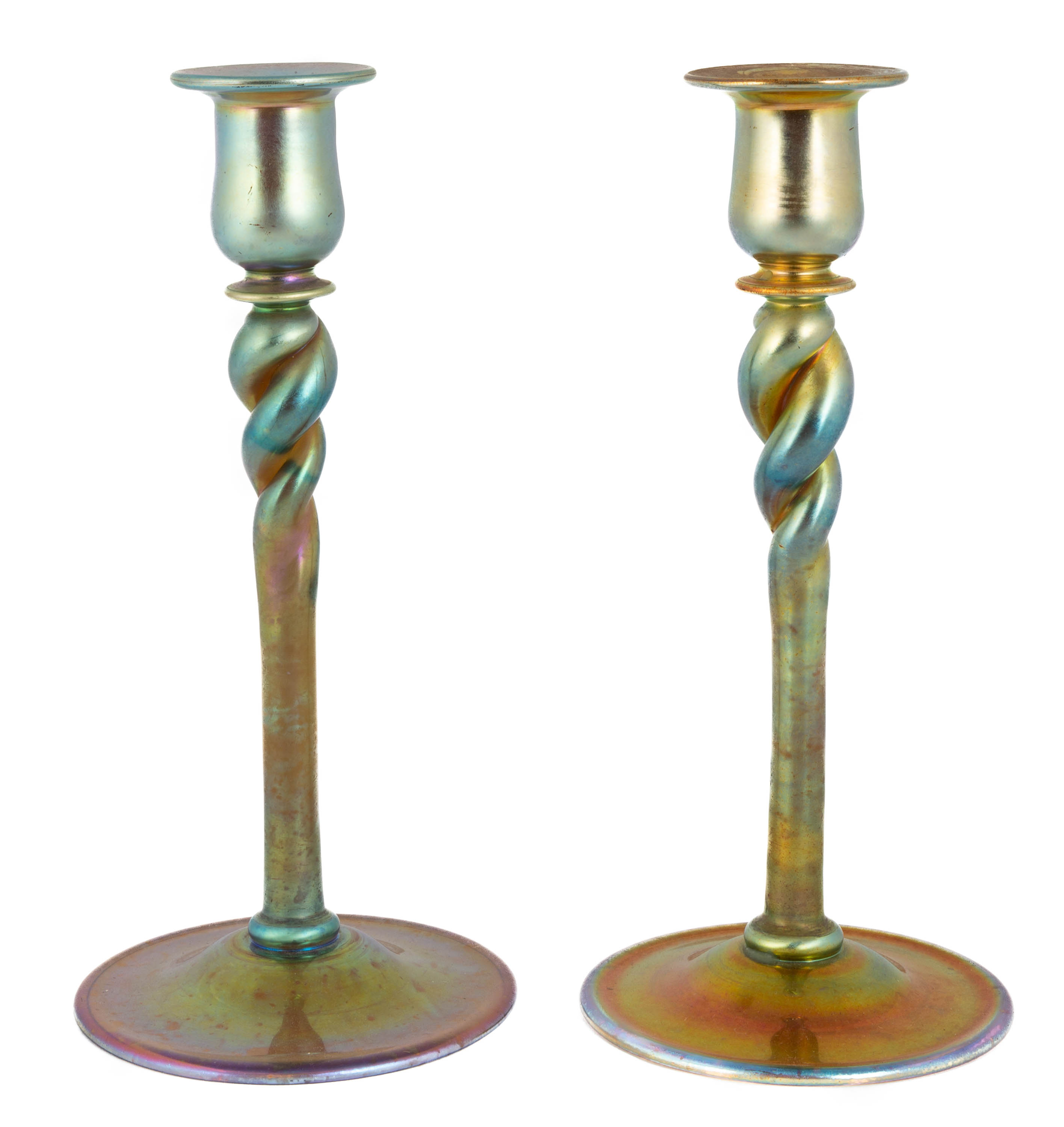 STEUBEN GOLD AURENE CANDLESTICKS 28d630