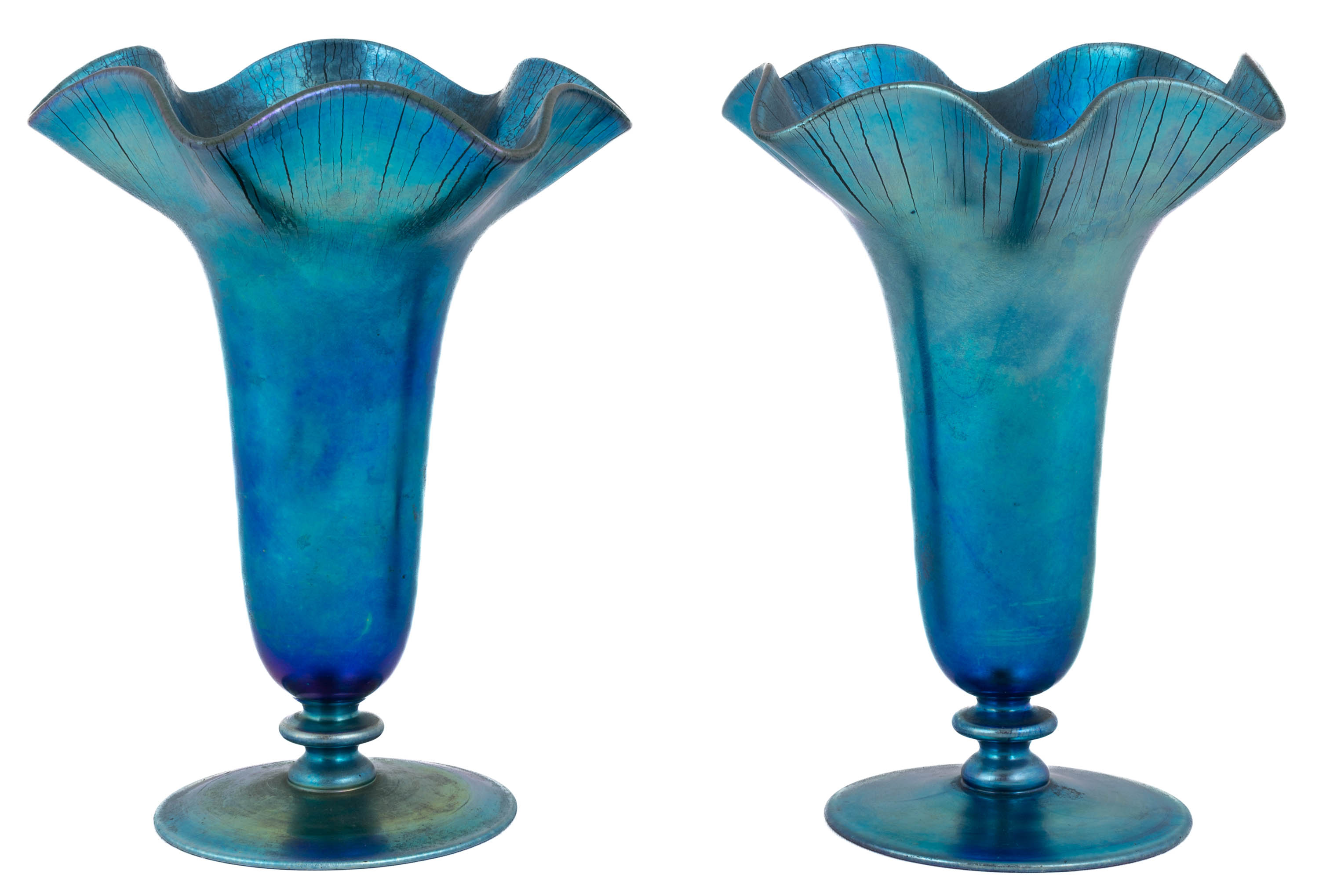 PAIR OF STEUBEN BLUE AURENE WITH