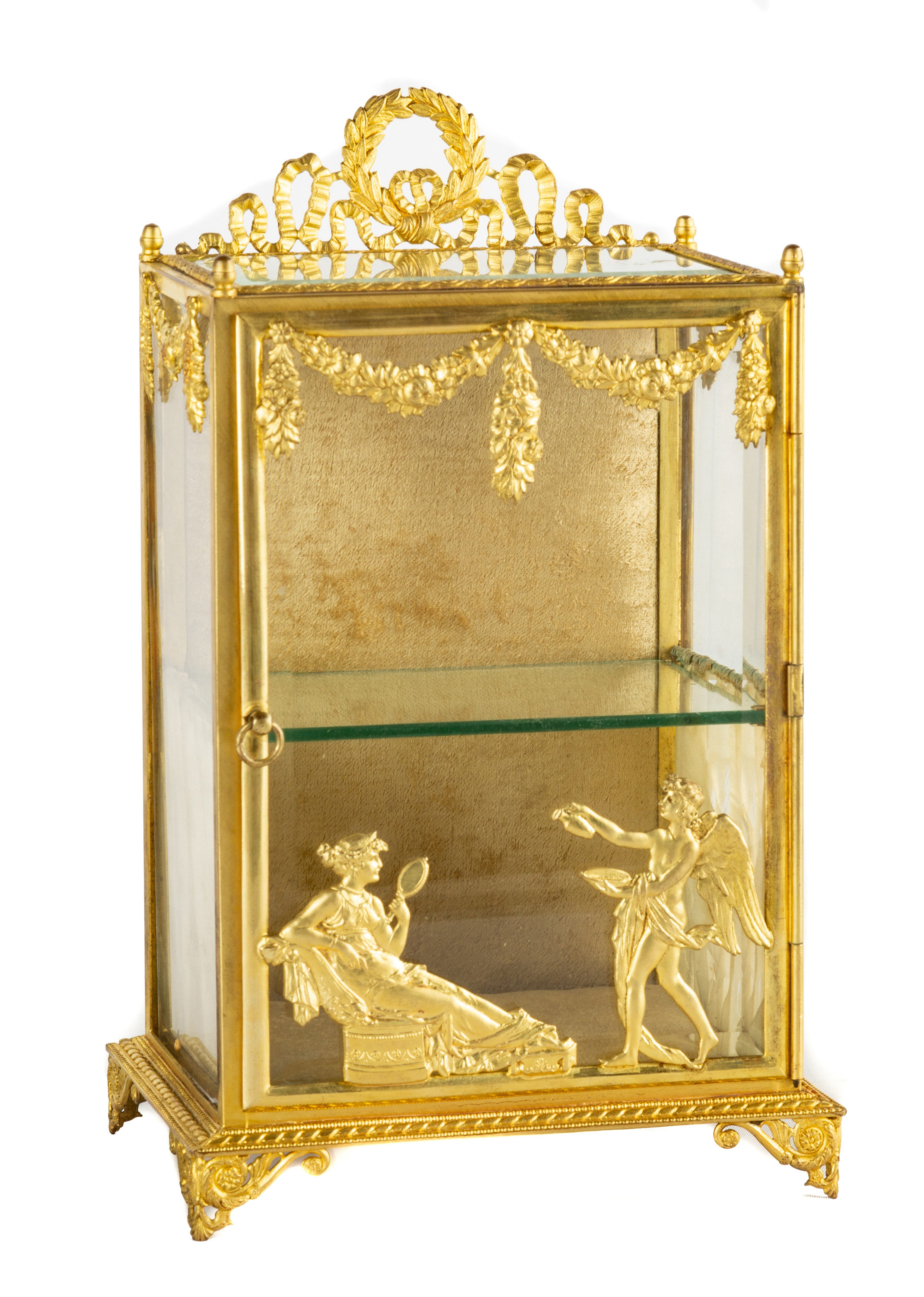 FRENCH GILT BRASS JEWELRY CABINET