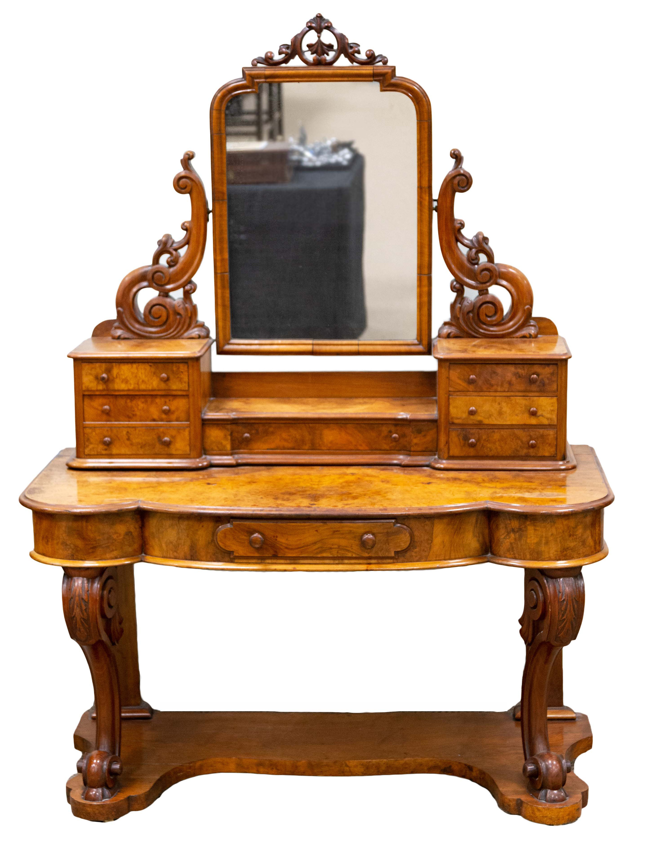 ENGLISH BURL WALNUT DRESSING TABLE 28d705