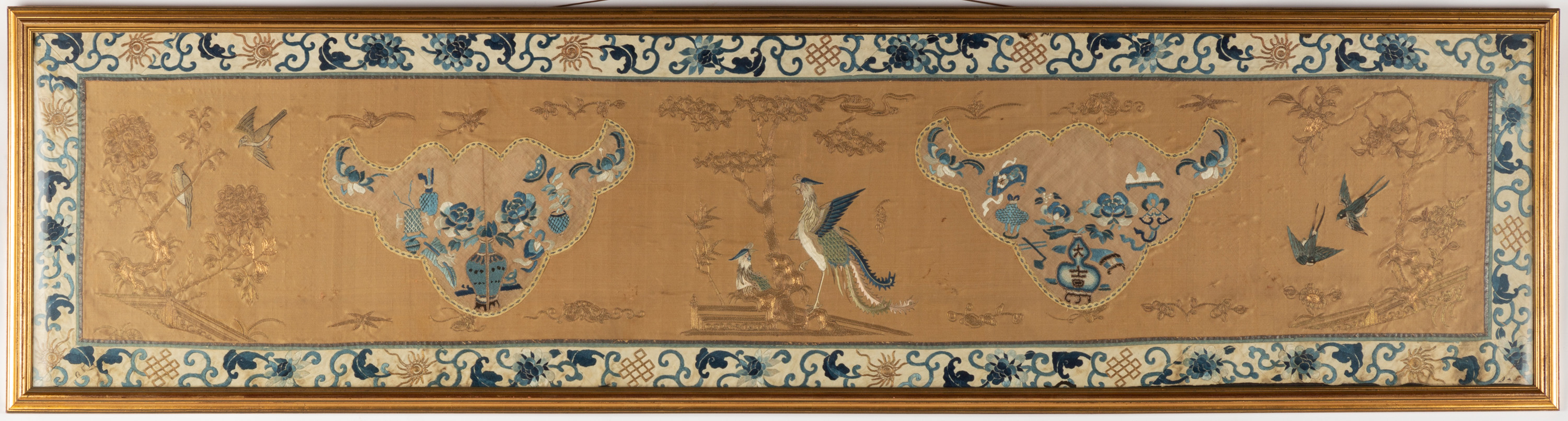 CHINESE SILK EMBROIDERED PANEL 19th