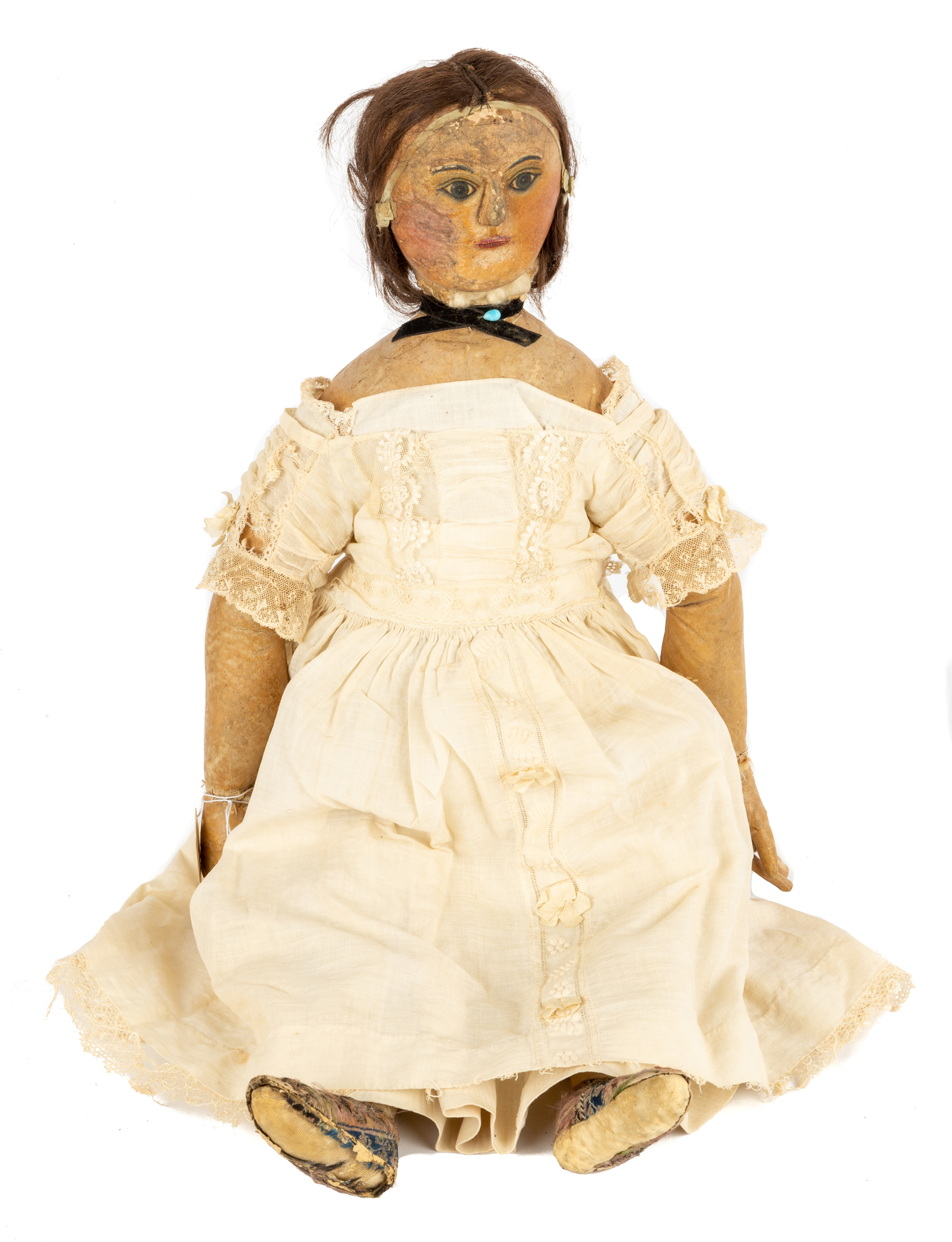 19TH CENTURY OIL CLOTH DOLL 19th