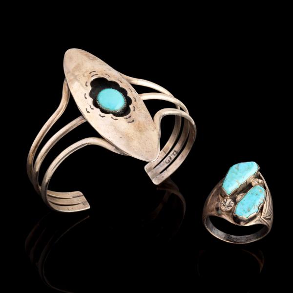 NAVAJO STERLING SILVER AND TURQUOISE