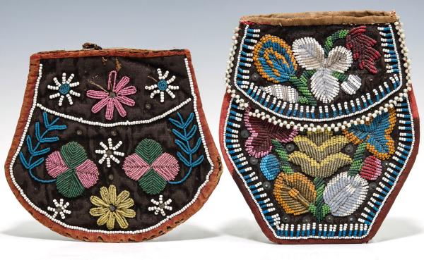 IROQUOIS AND MICMAC BEADED POUCHES
