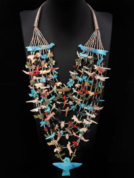 AN ELABORATE ZUNI FETISH NECKLACE OF