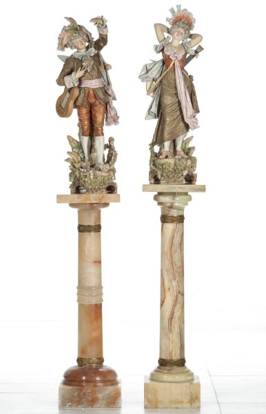 ROYAL DUX FIGURES ON ONYX AND ALABASTER