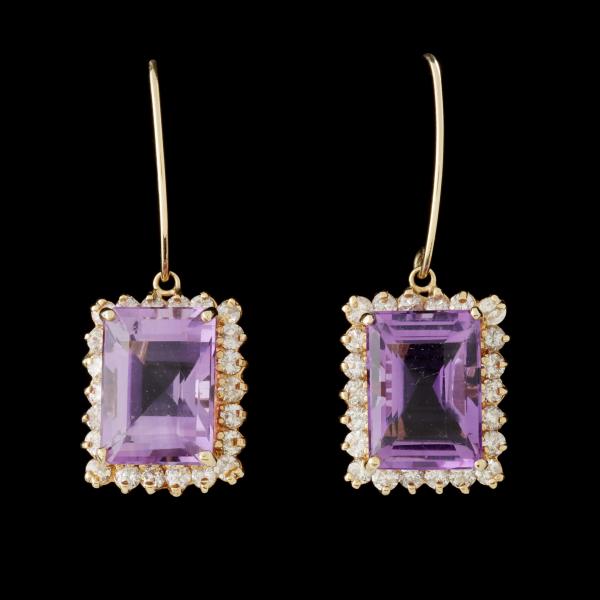 A PAIR AMETHYST AND DIAMOND 14K 28e353