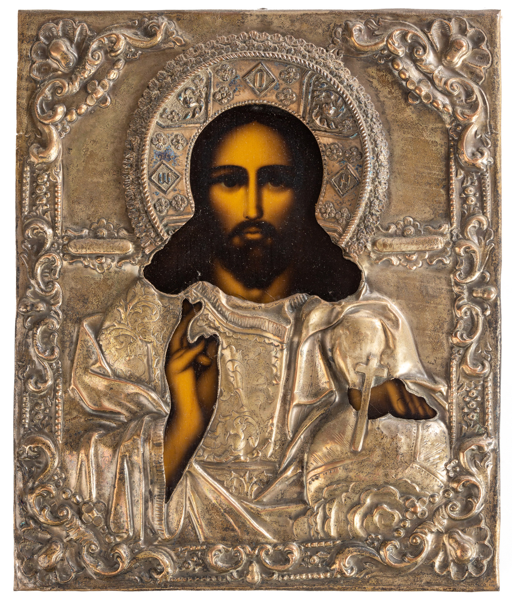 RUSSIAN ICON WITH CHRIST Silver