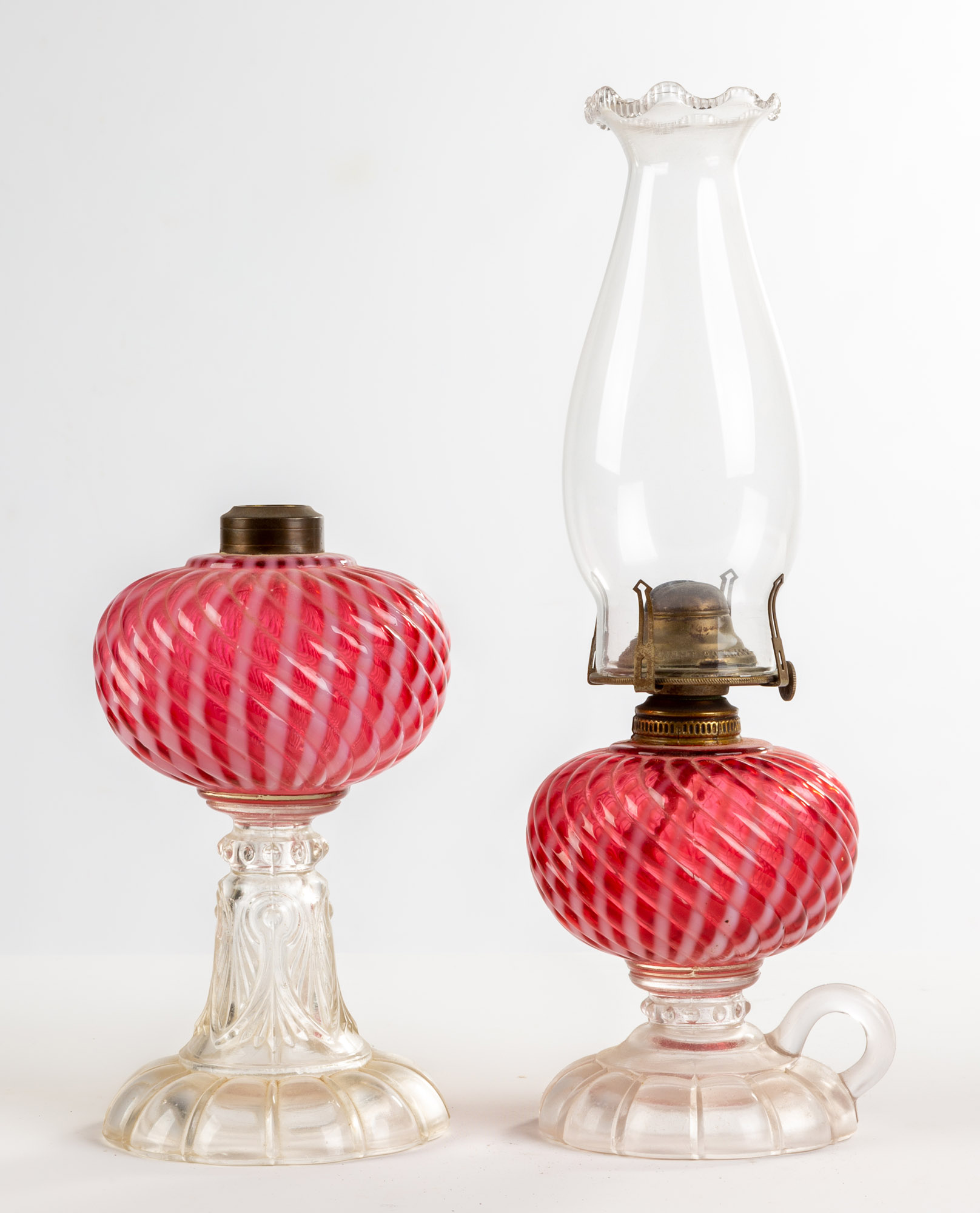 (2) 19TH CENTURY PINK & OPALESCENT