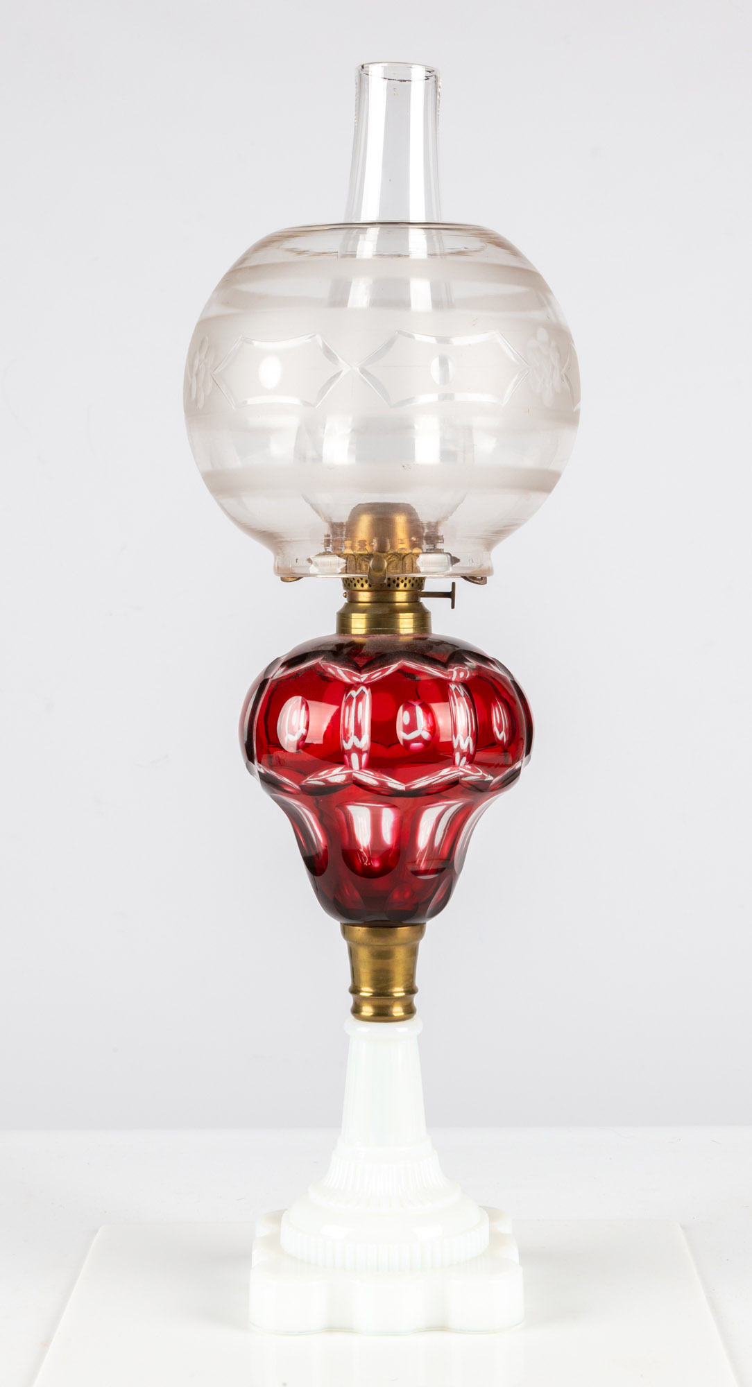 CRANBERRY WASHINGTON OVERLAY OIL LAMP