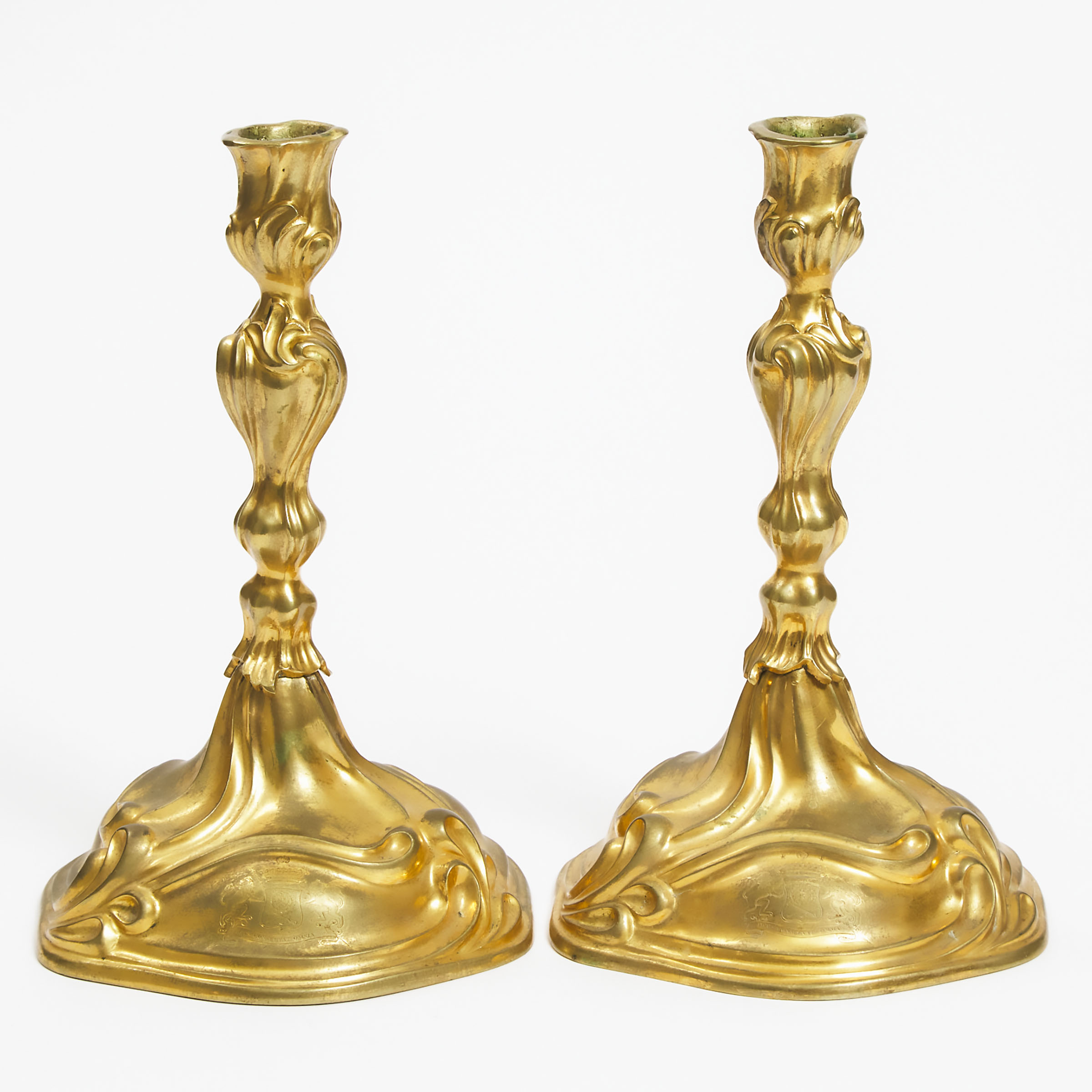 Pair of Russian Rococo Gilt Bronze