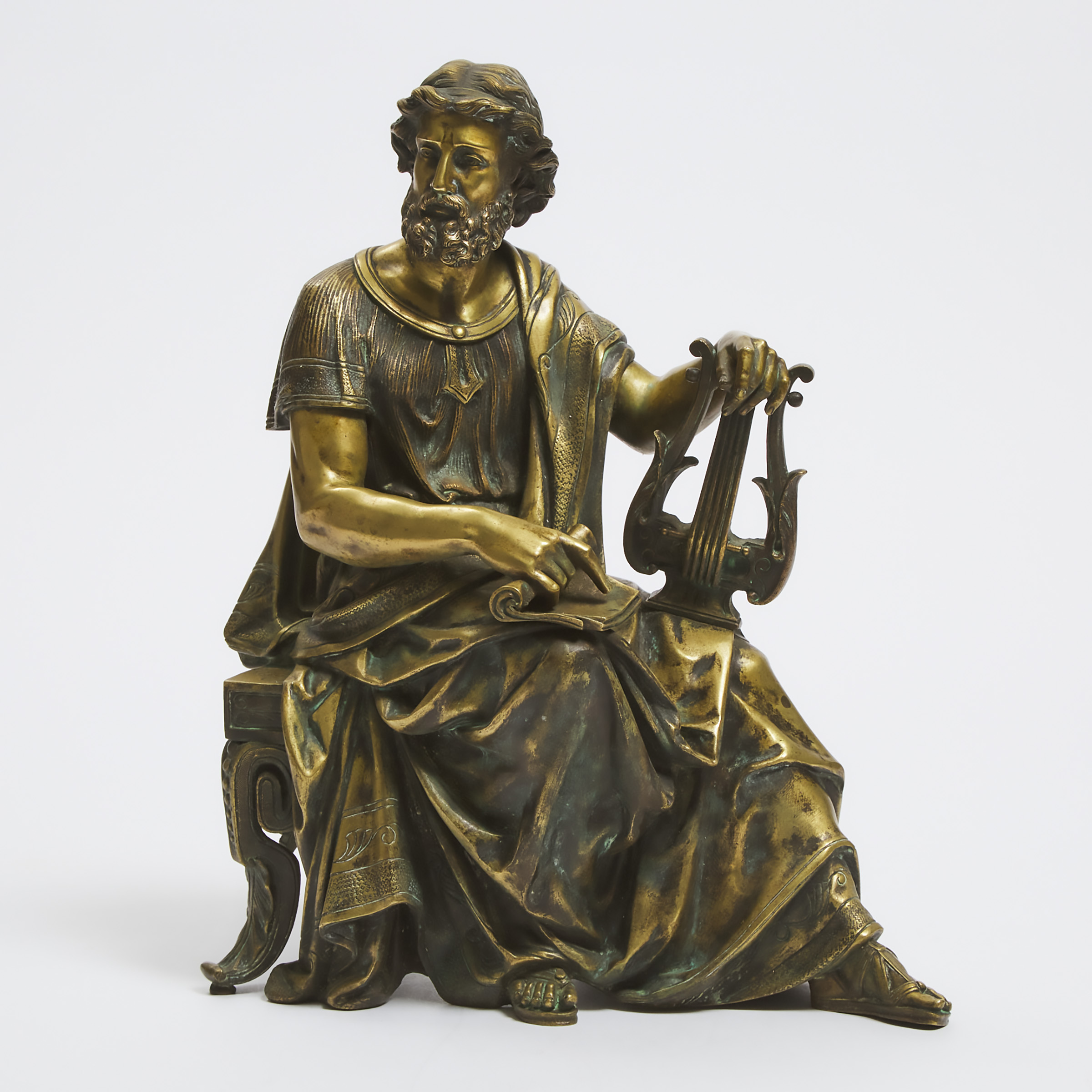 French Polished Bronze Figure of a Philosopher,