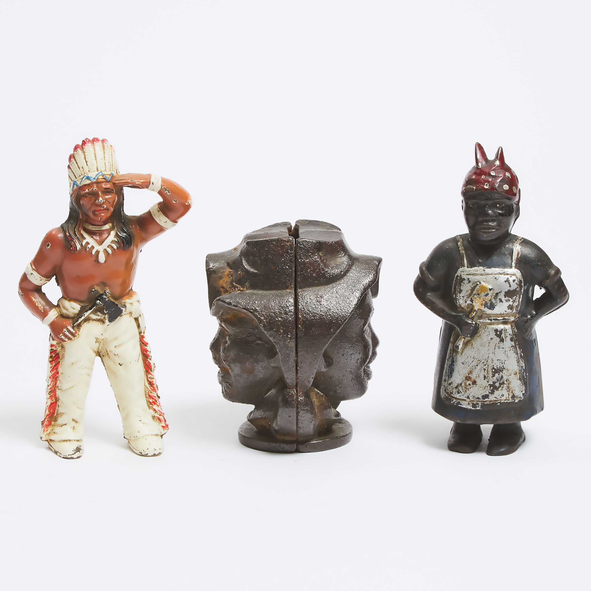 Two Painted Cast Iron Figural Still