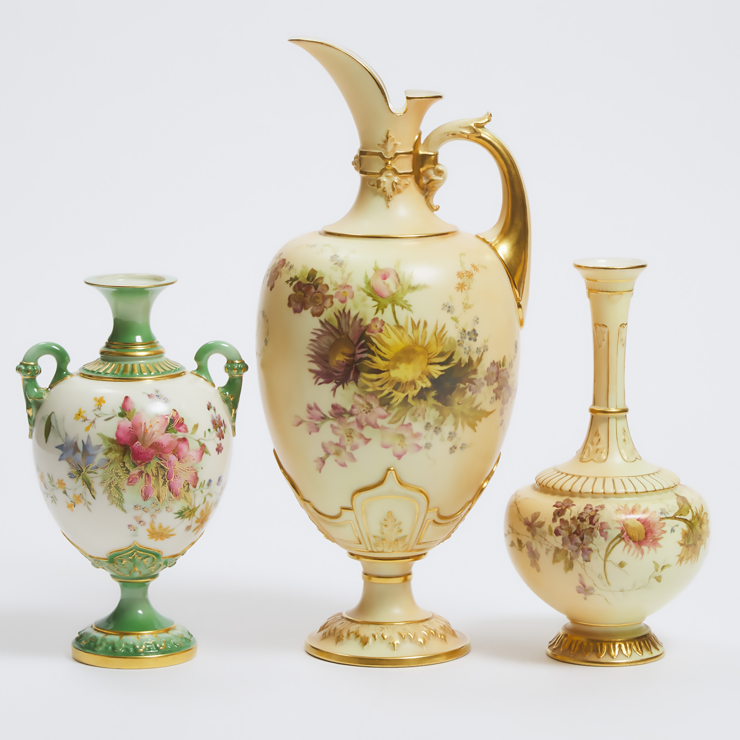 Royal Worcester Ewer and Two Vases  28c05b