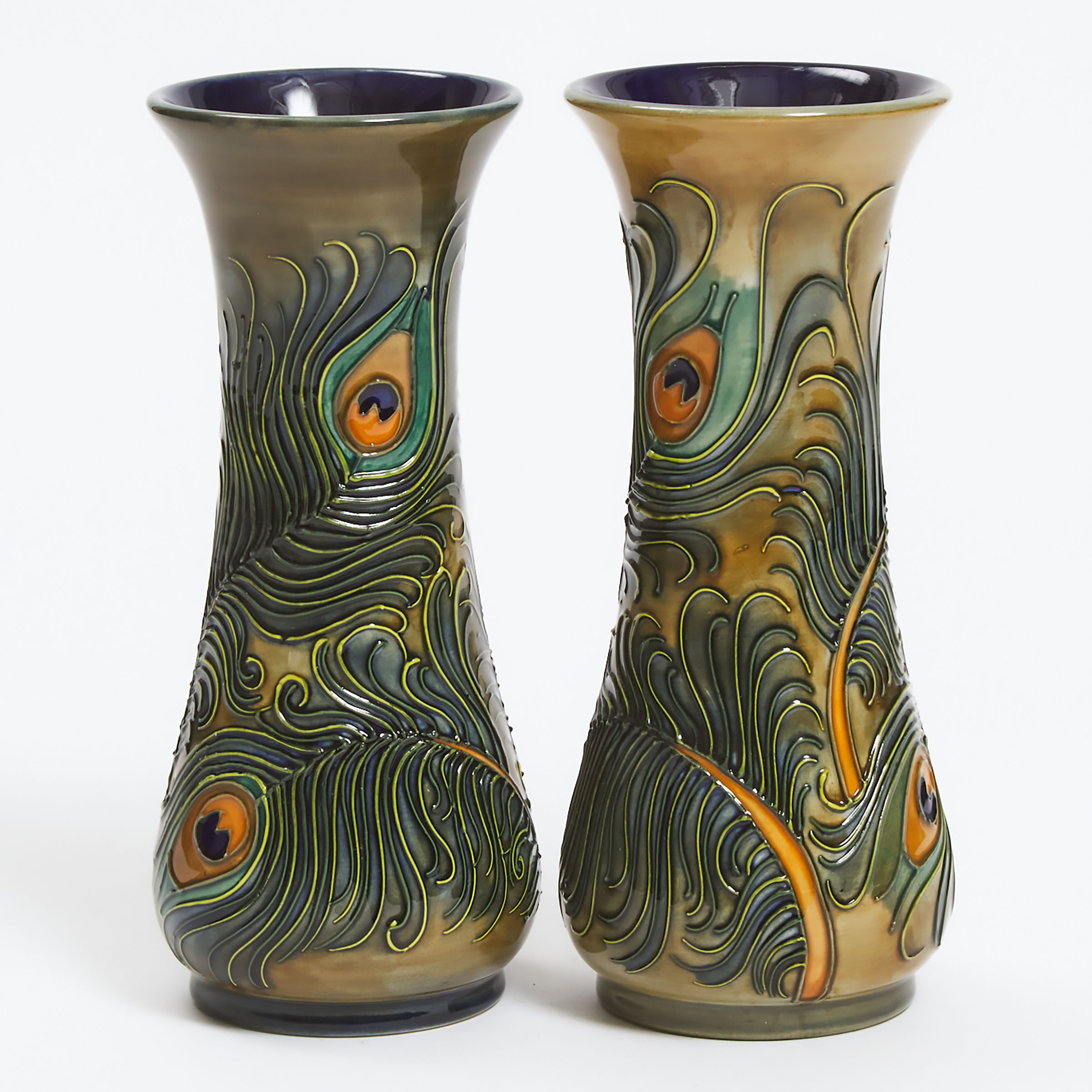 Pair of Moorcroft Phoenix Vases.