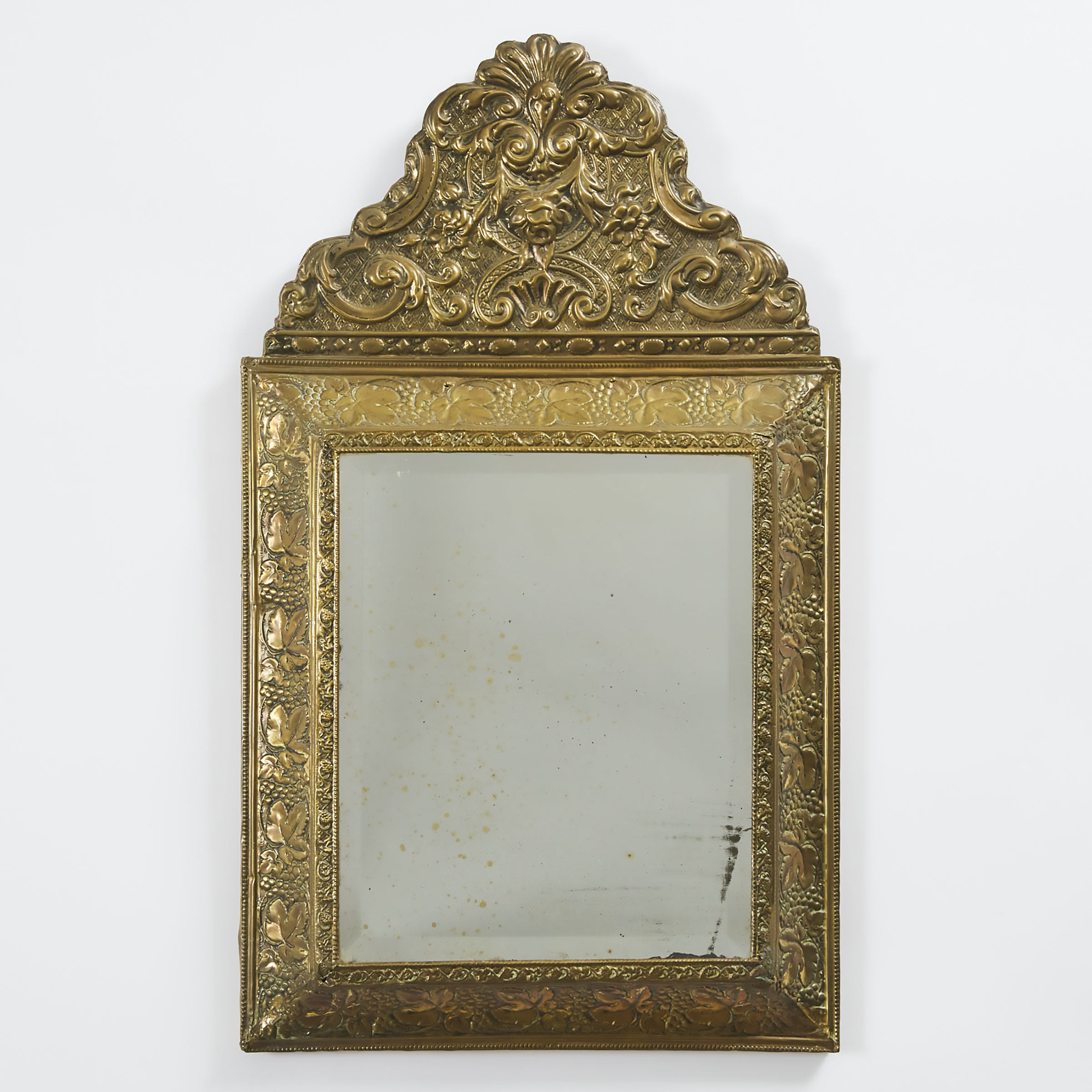 Dutch Pressed Brass Cushion Mirror,