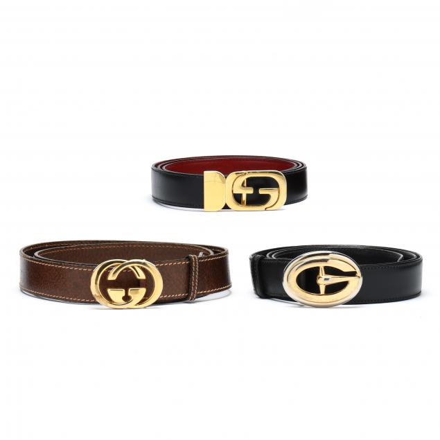 THREE GENTS LEATHER BELTS WITH