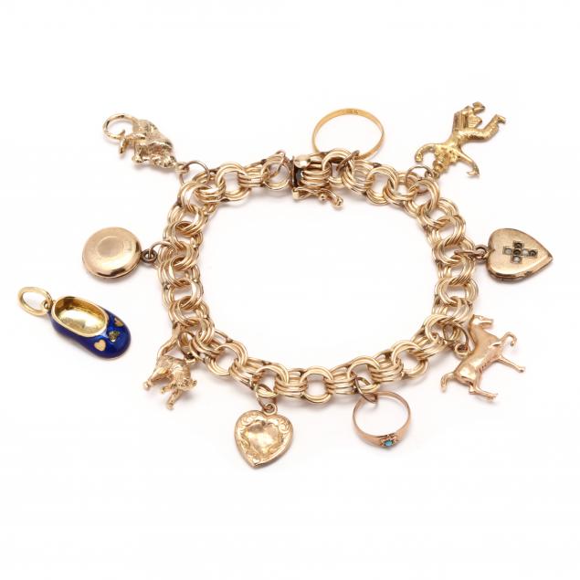 GOLD CHARM BRACELET WITH CHARMS 28c37a