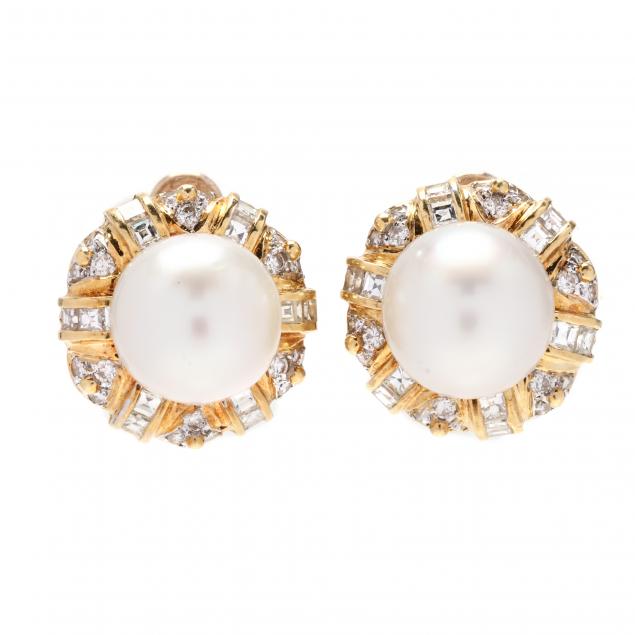 GOLD PEARL AND DIAMOND EARRINGS 28c3a5