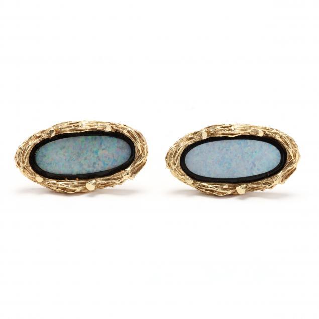 GOLD AND OPAL DOUBLET CUFFLINKS 28c3be