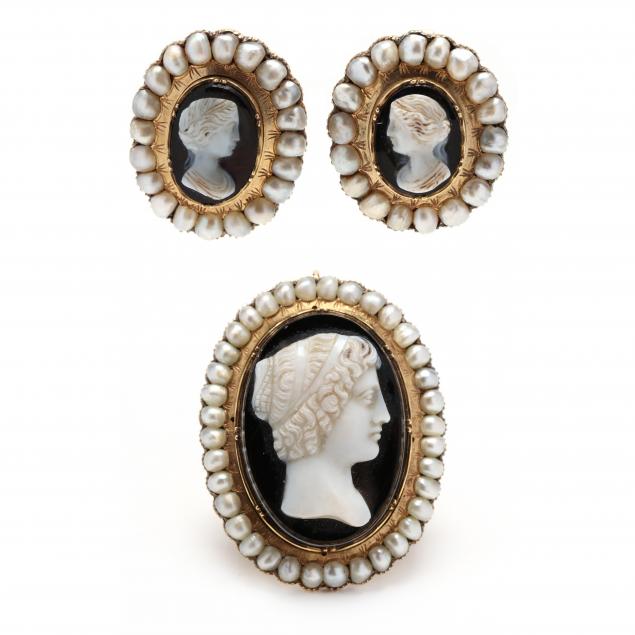 ANTIQUE SARDONYX CAMEO AND SPLIT 28c3d9