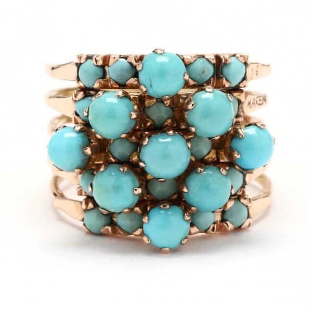 GOLD AND TURQUOISE RING The five