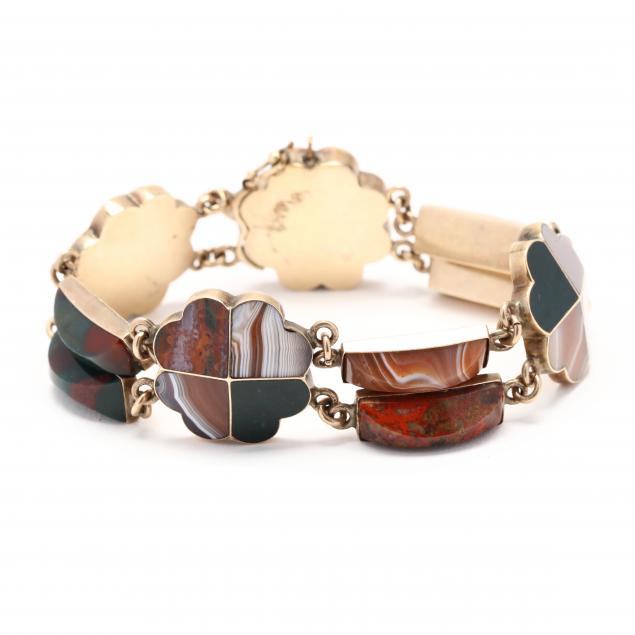 GOLD AND INLAID AGATE BRACELET