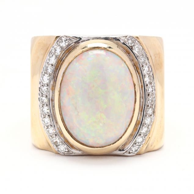 GOLD OPAL AND DIAMOND RING Centering 28c3f1