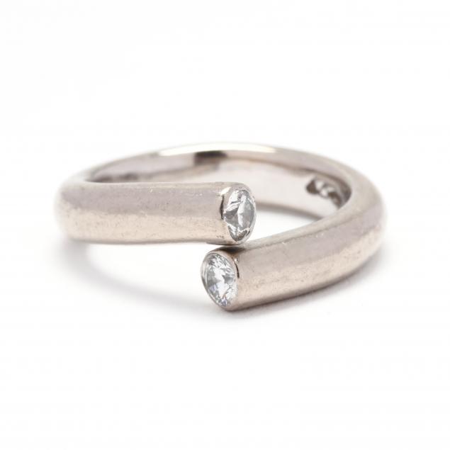 WHITE GOLD AND DIAMOND BYPASS RING