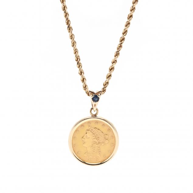 GOLD COIN PENDANT NECKLACE An 1873 28c434