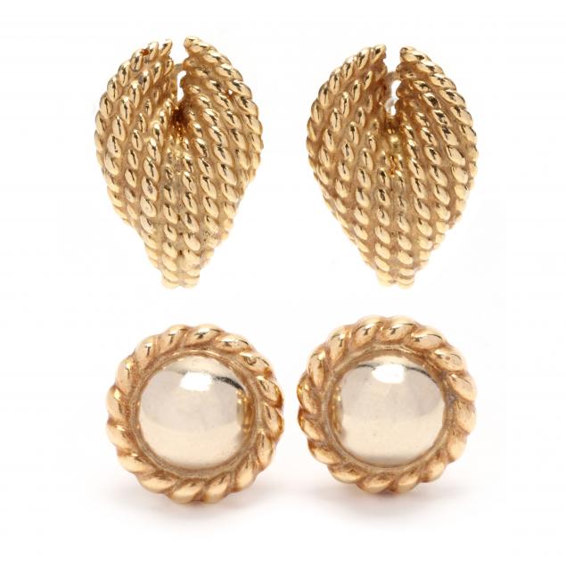 TWO PAIRS OF GOLD EARRINGS To include  28c438