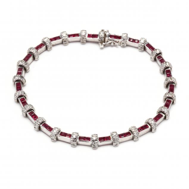 WHITE GOLD, RUBY, AND DIAMOND BRACELET