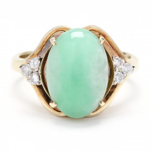 GOLD, JADE, AND DIAMOND RING The