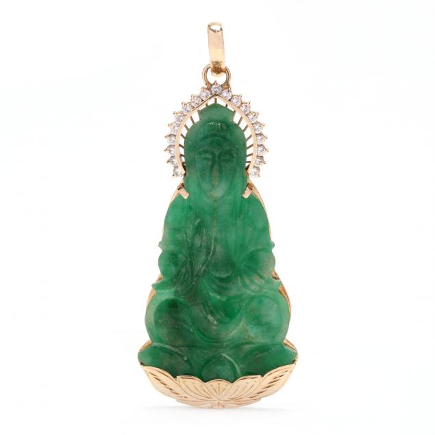 GOLD AND CARVED JADE PENDANT OF 28c454