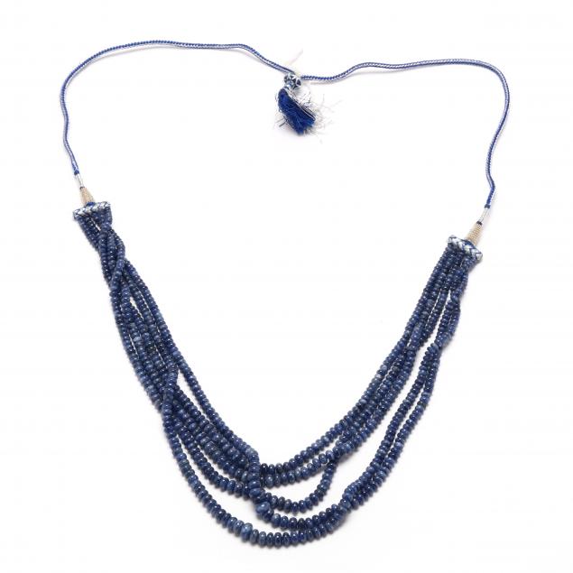 MULTI-STRAND SAPPHIRE BEAD NECKLACE