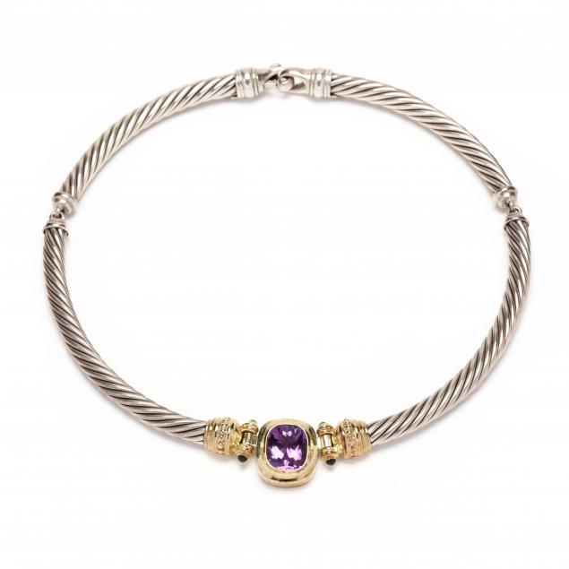 STERLING SILVER GOLD AND AMETHYST 28c47b