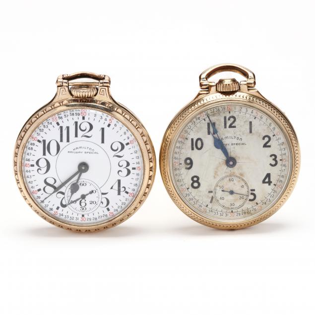 TWO VINTAGE GOLD FILLED "RAILWAY