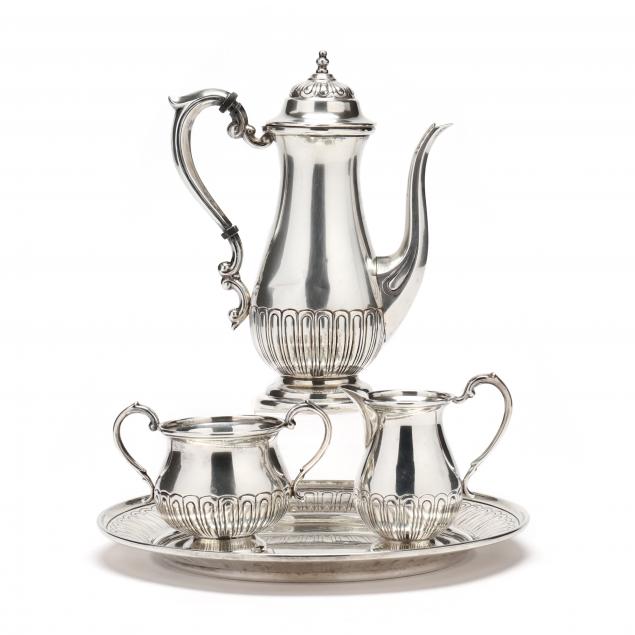 STERLING SILVER DEMITASSE SET WITH TRAY