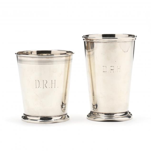 TWO STERLING SILVER TUMBLERS The