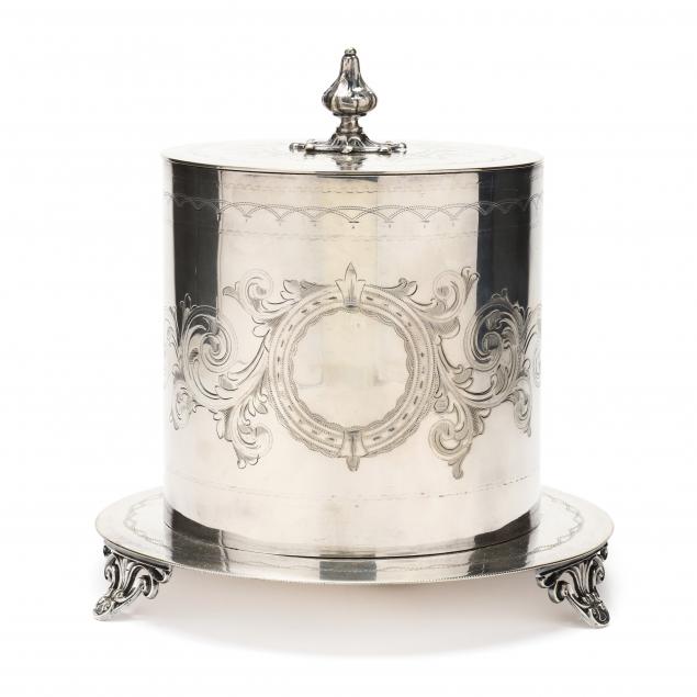 VICTORIAN SILVERPLATE BISCUIT BOX 28c55c