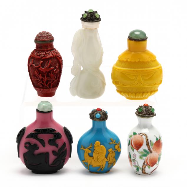 A GROUP OF SIX CHINESE SNUFF BOTTLES