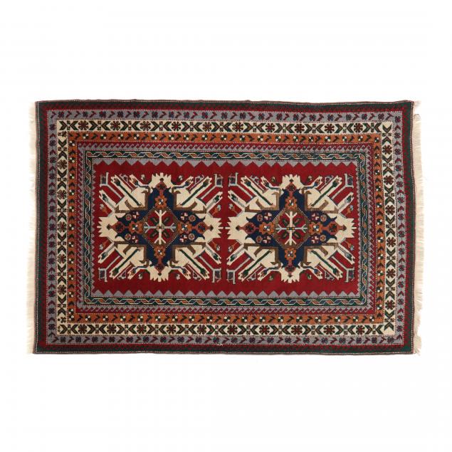 TURKISH AREA RUG Red field with geometric