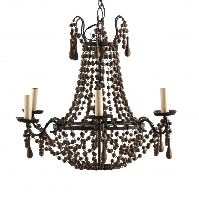 CONTINENTAL STYLE WOOD BEAD CHANDELIER 28cbcc