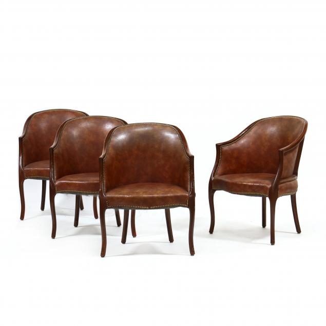 FOUR BARREL BACK CLUB CHAIRS Late