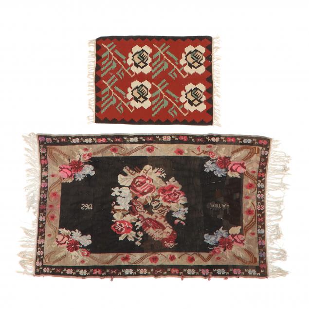 TWO TURKISH FLORAL KILIMS The first