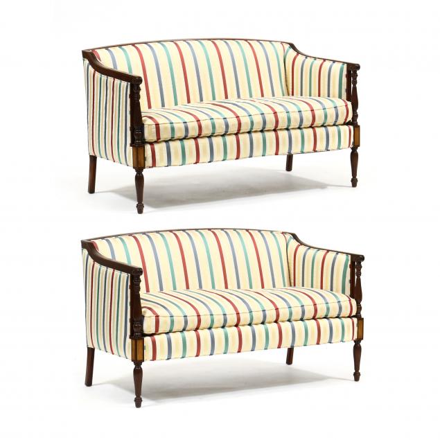 PAIR OF SHERATON STYLE UPHOLSTERED