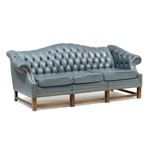 CHIPPENDALE STYLE LEATHER UPHOLSTERED