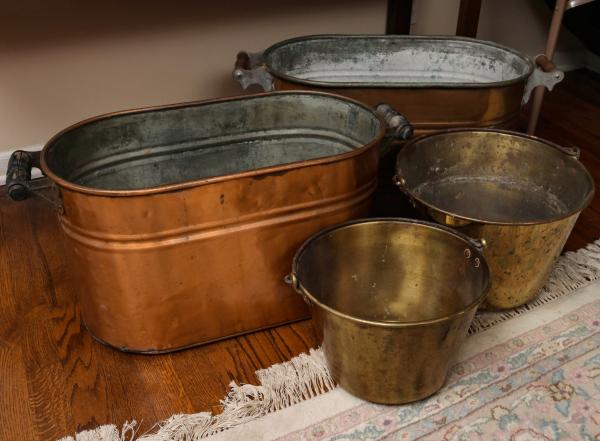 ANTIQUE COPPER BOILERS AND BRASS 28e50c