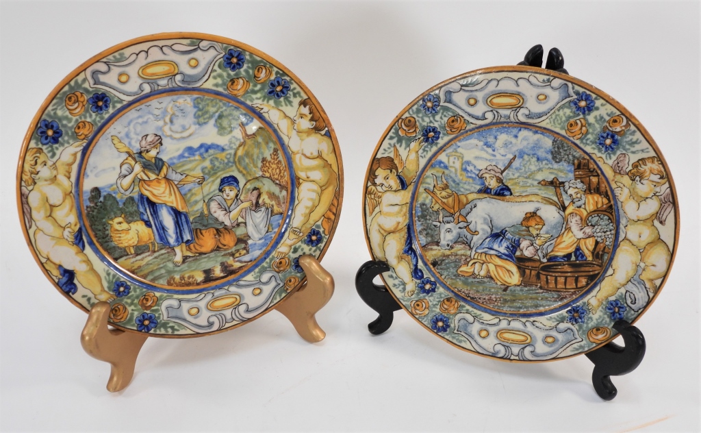 PR ITALIAN FAIENCE PICTORIAL PLATES 2995ad